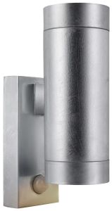 Wandlamp Tin Maxi Double 2x GU10 verzinkt IP54 + sensor