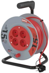 Kabelhaspel H05 3x1qmm 15m grijs/rood
