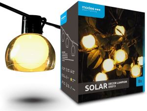 LED Solar feestverlichting set 8x bol met kap 4,4m snoer