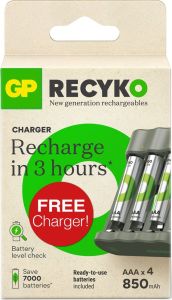 GP Batterijlader USB 3H met 4x850mA AAA batterij - PROMO