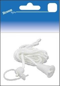 Trekkoord wit met fluoriserende knop 150cm
