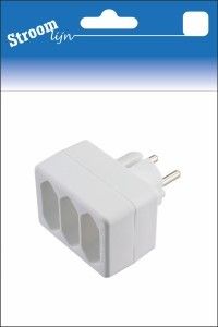 Randaarde stekkeradapter 3 x euro wit
