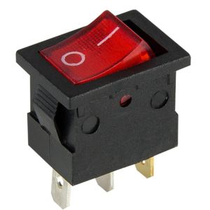 Wipschakelaar 1p aan-uit klein zwart/rood verlicht