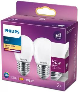 Philips LED kogel E27 2,2-25W 2700K filament mat blister(2)