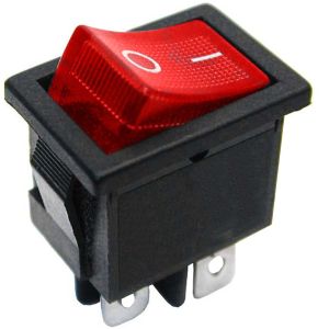 Wipschakelaar 2p aan-uit zwart/rood verlicht