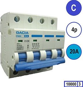 Installatieautomaat 20A C kar 4p GACIA