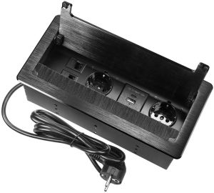 TCD RA 2V + USB en USB-C +2xUTP zwart + aansluitsnoer