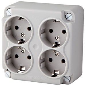 Deksel met 4-voudig stopcontact RA voor kabeldoos grijs POWER