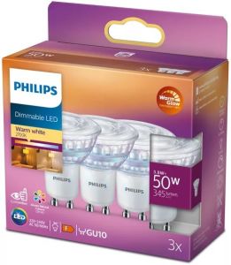 Philips LED spot GU10 230V 3,8W-50W WarmGlow blister(3)