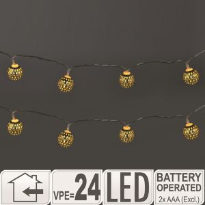 Bolverlichting warm wit 8 LEDS deco goud 130cm