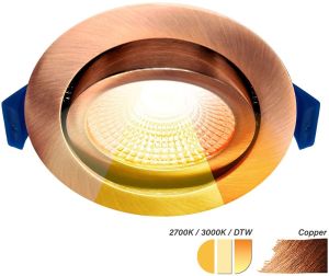 LED inbouwspot 5-7W CCT 85mm 36gr rond verstelbaar koper
