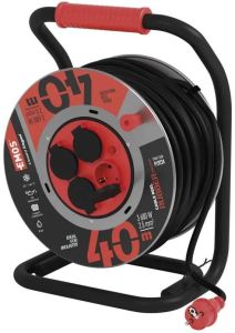 Kabelhaspel prof H07 3x2,5qmm 40m zwart/rood IP44