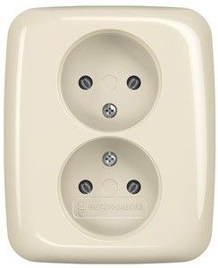 Busch Jaeger CREME inbouw stopcontact wcd dubbel