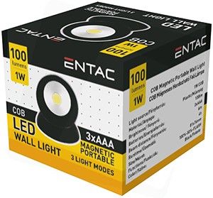 LED Wandlamp met magneet zwart 1W 3xAAA