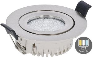 LED inbouwspot 6W 3CCT 82mm 36gr rond verstelbaar geschuurd staal