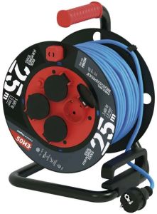 Kabelhaspel H05 3x1,5qmm 25m zwart/blauw IP44