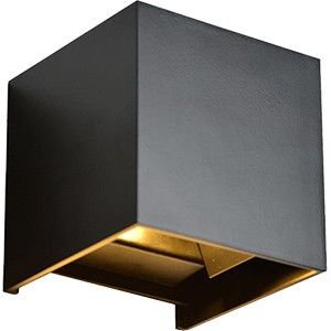 LED Wandlamp 2x3W up&down vierkant zwart 3000K IP65