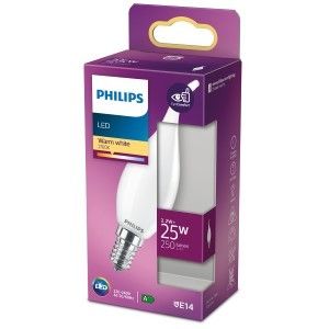 Philips LED tipkaars E14 2,2-25W 2700K filament mat blister