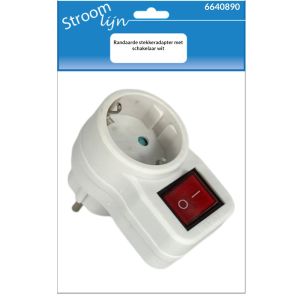 Randaarde stekkeradapter met schakelaar wit