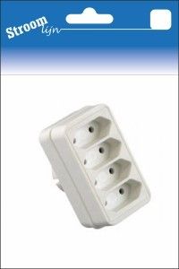 Randaarde stekkeradapter 4 x euro wit