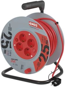 Kabelhaspel H05 3x1,5qmm 25m grijs/rood