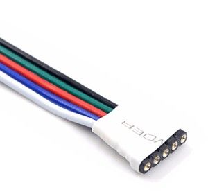 RGBW Connector female 5 pin 12mm met 15cm draad