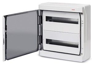 Groepenkast leeg 2 rij met deur + dinrail IP65