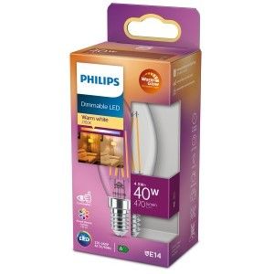 Philips LED kaars E14 3,4-40W filament helder WarmGlow blister