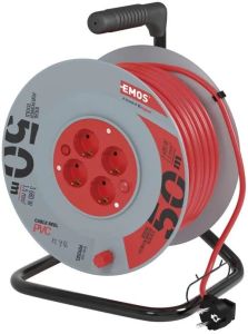 Kabelhaspel H05 3x1,5qmm 50m grijs/rood
