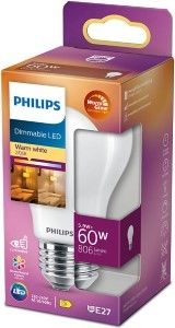 Philips LED GLS E27 5,9-60W filament mat WarmGlow blister
