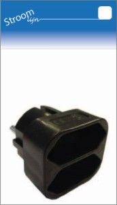 Randaarde stekkeradapter 2 x euro zwart