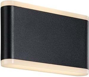 LED Wandlamp Akron zwart 6W 3000K warm wit IP44 17cm