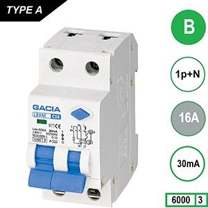 Aardlekautomaat 16A B kar 30mA 2p GACIA