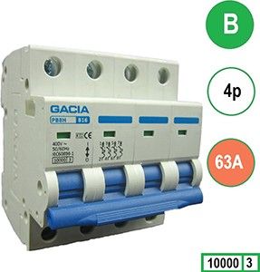 Installatieautomaat 63A B kar 4p GACIA