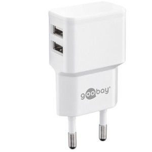 USB lader haaks dubbel 2,4A wit