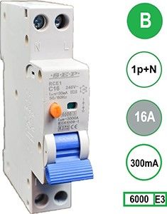 Aardlekautomaat 16A B kar 300mA 2p SEP