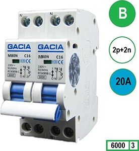Fornuis automaat 2 x 20A B kar 2p GACIA