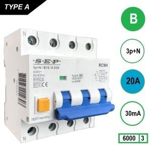 Aardlekautomaat 20A B kar 30mA 4p SEP