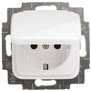 Busch Jaeger WIT inbouw stopcontact wcd RA met deksel