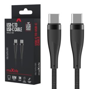 USB-C - USB-C kabel 1m zwart omvlochten 60W