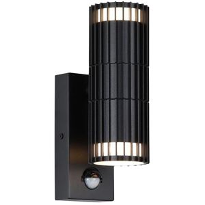 Wandlamp Detroit up&down 2xGU10 IP44 zwart + sensor