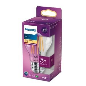 Philips LED GLS E27 8,5-75W 2700K filament helder blister