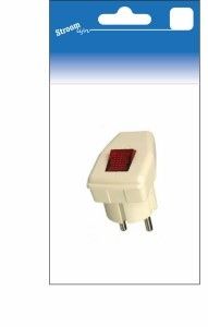 Randaarde stekker wit met schakelaar + controlelamp