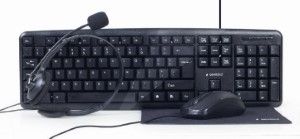 Thuiswerk set zwart toetsenbord muis+mat en headset