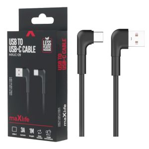 USB - USB-C kabel haaks 1m zwart