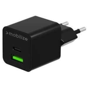 USB + USB-C snellader 30W zwart
