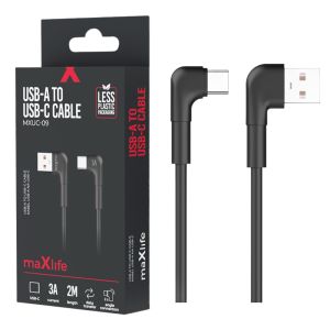 USB - USB-C kabel haaks 2m zwart