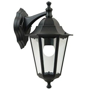Wandlamp Cardiff Down E27 zwart IP44