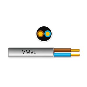Kabel H03VV-F VMVS rond 2x1qmm zwart 10m