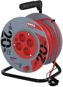 Kabelhaspel H05 3x1qmm 20m grijs/rood